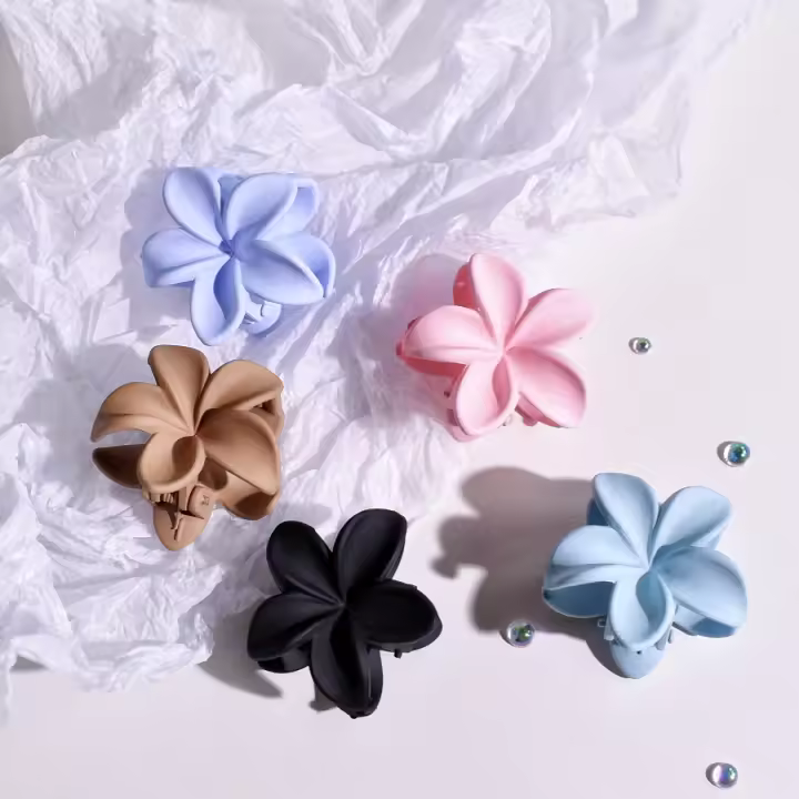Juego De 5 Piezas De Agarracabelos Pequeños Para Mujer En Color Mate Multicolor Con Diseño De Flor De 4cm Regalo Lindo Y Moda Para Cabello Corto - 1