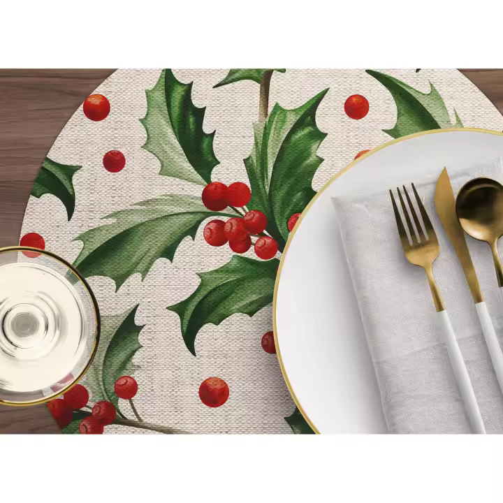 VINILIKO, set de 4 individuales de mesa Acebo redondo  4u-[Diam] 40 cm - 1