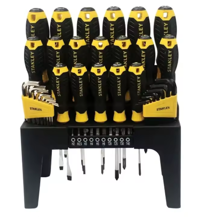 Juego de destornilladores, llaves allen, llaves torx y puntas 44 piezas profesionales Stanley - 1
