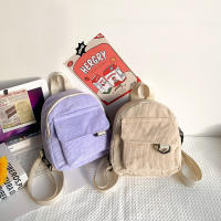 Mochila Mini De Veludo Con Rayas Minimalista Y Versátil Para Estudiantes Y Mujeres Para Viajes De Largo Y Corto Plazo - details 4