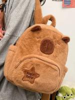 Mochila Estudiantina Capibara De Peluche Grande Y Multifuncional Para Hombres Y Mujeres Bolsa De Felpa Casual Con Gran Capacidad - details 3