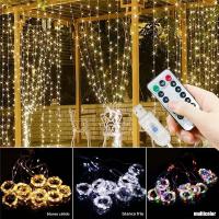 Luces De Cortina LED Con Control Remoto Y Enchufe USB 8 Modos Para Decoración De Hogar Pared Ventana Jardín Fiesta Boda Navidad - details 9