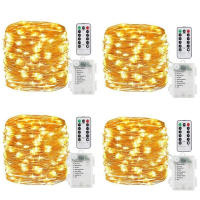 Cadena De Luces LED 8 Modos Control Remoto Batería Cuero Decoración De Navidad Fiesta Hogar 2/5/10M Longitud Ajustable - details 0