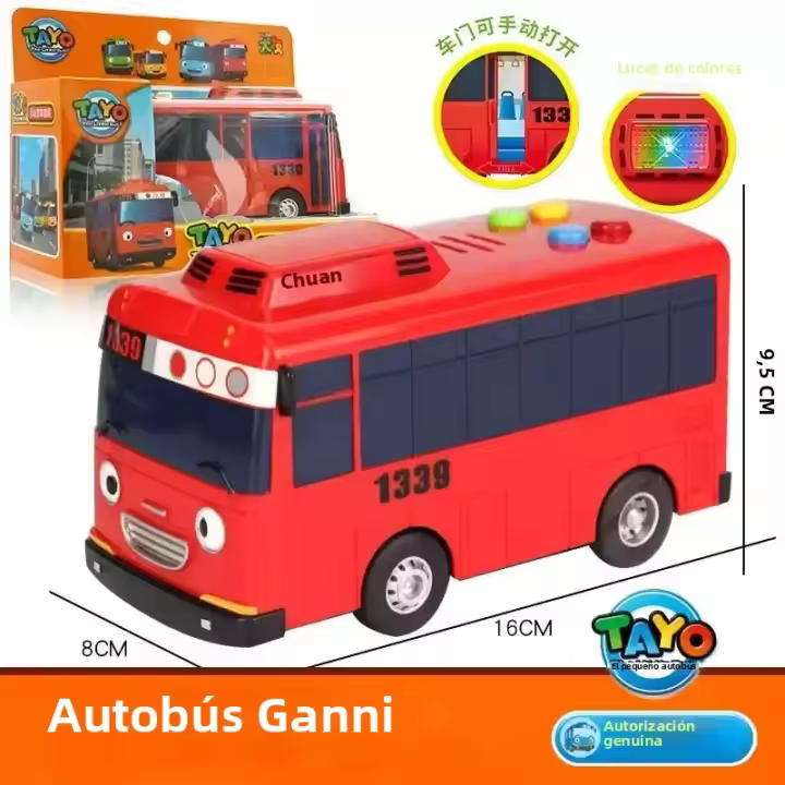 Juego De 4 Piezas De Coches De Dibujos Animados Tayo El Pequeño Autobús Coreano Juguetes De Plástico Para Niños Coche Retroalimentado Y Con Luz Regalo Para Niños - 1