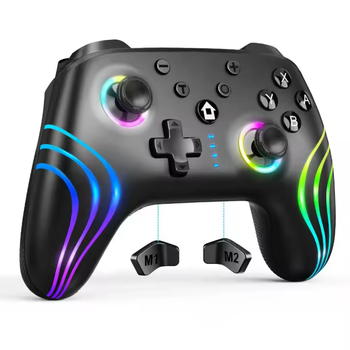 Mando Compatible para Switch, Lite, OLED, 9 colores y 4 modos de iluminación, giroscopio de 6 ejes, control preciso - 1