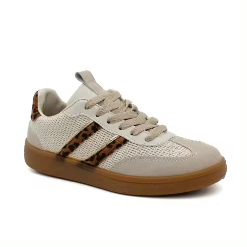 Zapatillas bambas mujer retro FC150 con cordones en blanco o beige - 1