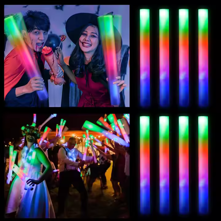 10/15/20Pcs LED Glow Sticks Coloridos Y RGB Para Fiestas Nocturnas Accesorios De Iluminación Para Bodas Cumpleaños Navidad Xmas - 1
