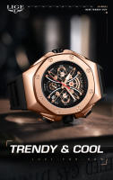Reloj LIGE De Lujo Para Hombre Cronógrafo Resistente Al Agua Con Manos Luminosas Reloj Deportivo De Cuarzo Con Fecha Y Display Sin Números Material De Correa De Silicona - details 0