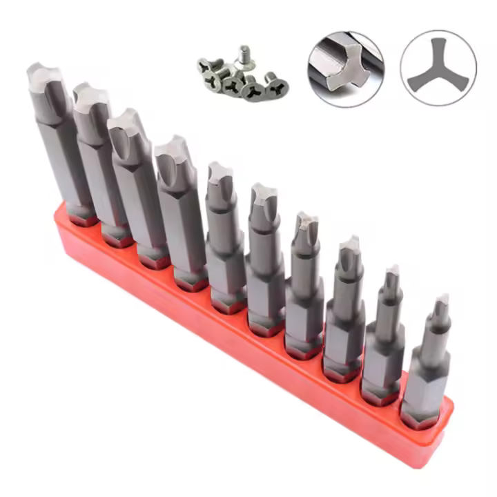 Juego De 10 Piezas De Puntas De Destornillador Tipo Y Magnético 50mm 1/4'' Abrazadera De Tres Aristas Para Reparación De Bicicletas Herramienta Multifuncional De Acero Cromo-vanadio - 1