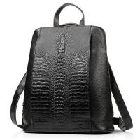Mochila De Cuero Genuino 100% Zency Para Mujer Con Patrón De Cocodrilo Bolso De Viaje Y Escolar Con Cierre De Cremallera Bolsillos Internos Y Externos Mochila De Moda - details 1