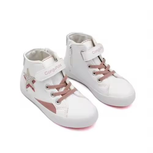 Zapatillas altas con estrella CONGUITOS 284078 con cordones elástico y velcro - 1
