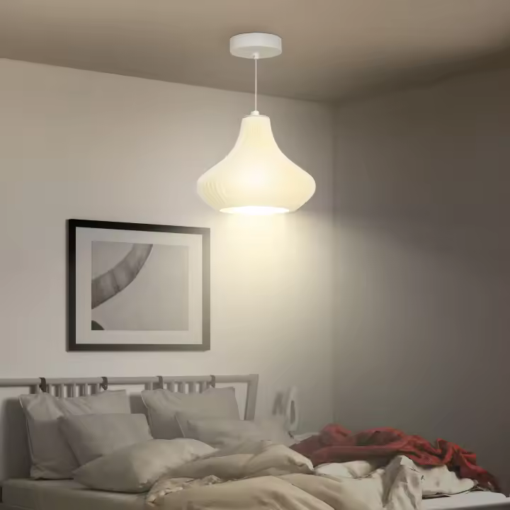HOMCOM Lámpara Colgante Moderna Lámpara de Techo E27 con Pantalla de Impresión 3D Iluminación para Comedor Cocina Salón Bar Restaurante Blanco - 1