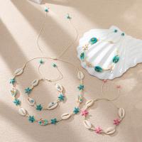 Collar Boho De Concha Natural Para Mujeres Y Niñas Con Estrella De Mar Y Caracol Cadena De Hilo Suave Joyería De Playa Para Vacaciones Regalo - details 0
