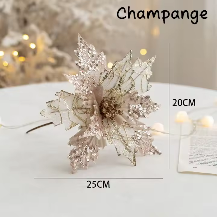 Decoraciones De Navidad Glitosa Con Flores Artificiales Árbol De Navidad Colgante Wreath Adornos Fiesta De Año Nuevo Regalos Para Niños 2025 - 1
