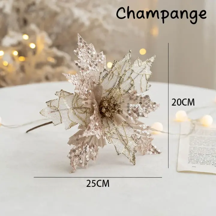 Decoraciones De Navidad Glitosa Con Flores Artificiales Árbol De Navidad Colgante Wreath Adornos Fiesta De Año Nuevo Regalos Para Niños 2025 - 1