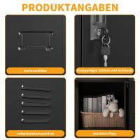 Gabinete de Metal de 9 Puertas para Oficina, Gimnasio, Escuela y Hogar-Gabinete de Almacenamiento de Seguridad with Ranura para Tarjetas (Negro), High 100 cm × Ancho 90 cm × Profundidad 40 cm - details 2