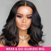 Pelucas De Cabello Humano Sin Pegamento Bob 180% Densidad Onda Corporal Frontal De Encaje 4x4 Pre Escobilladas Listas Para Usar Color Transparente Tamaño Promedio - details 0