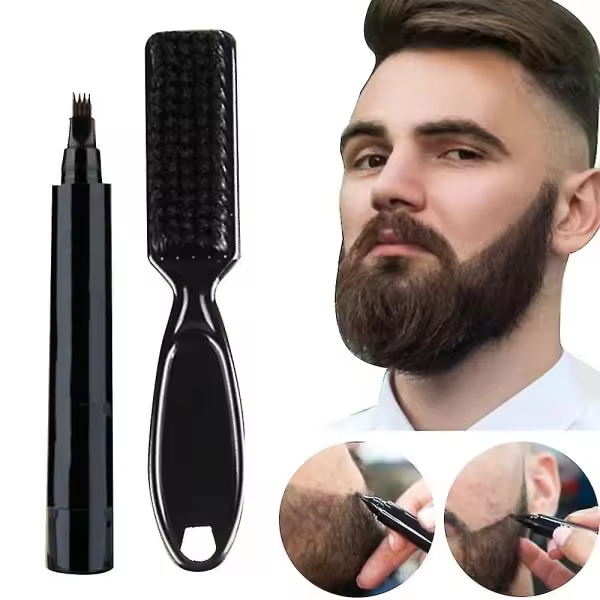 Bolígrafo para reponer Barba, potenciador de barba, resistente al Agua, herramienta para dar forma al Bigote, Bolígrafo PARA EL Cabello, color Negro - 1