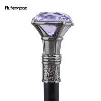 Bastón De Moda Diamante Morado Plata Elegante Para Caballeros Cosplay 93cm Punta De Goma Mango Sólido Material De Acero - details 6