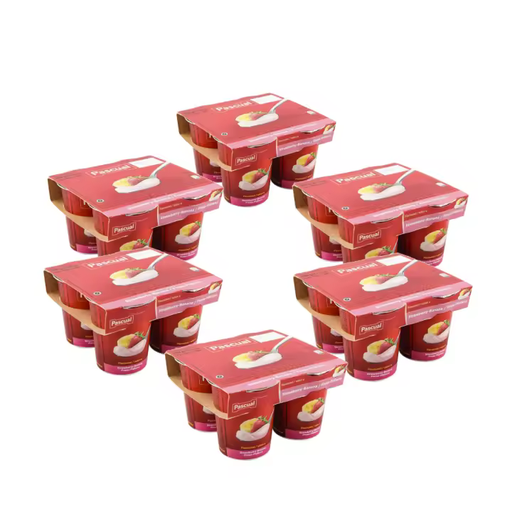 Yogur de fresa y plátano Pascual 4x125 g caja de 6 packs. Total de 24 yogures - 1