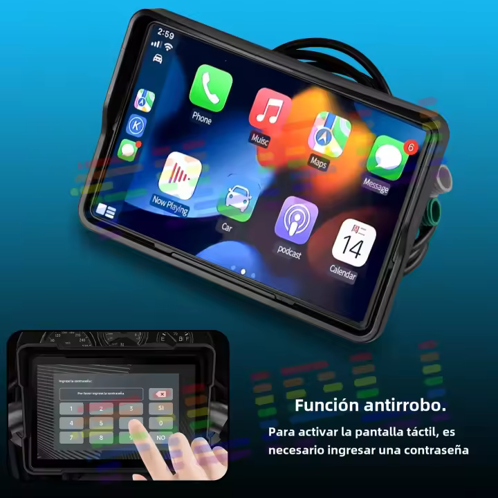 Pantalla De Moto Android GPS Navegación Carplay Impermeable 5 Pulgadas Display Wireless IPX7 Memoria Máxima 64G Resolución 800*480 - 1