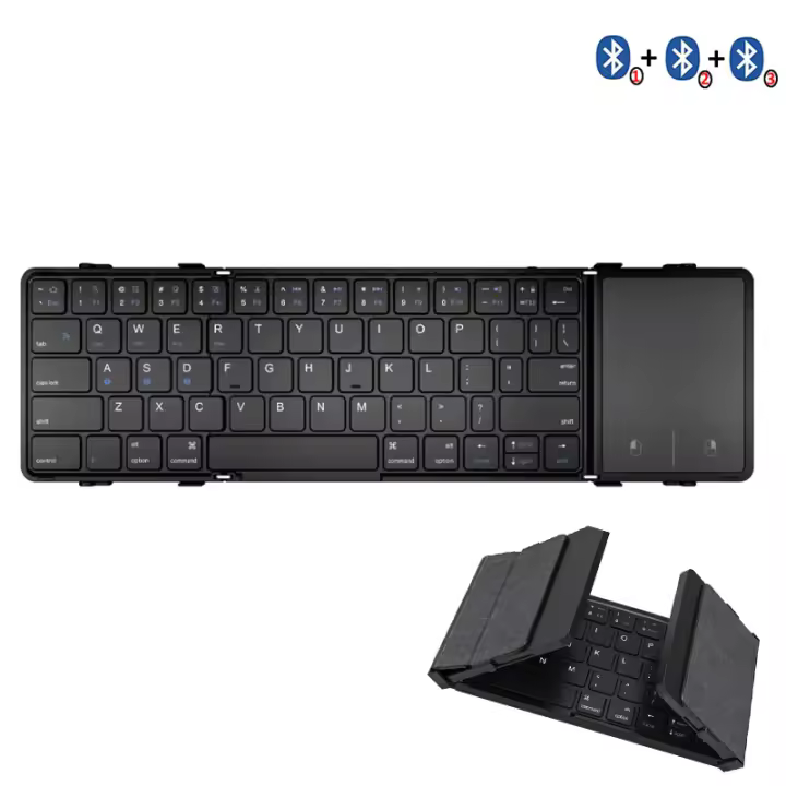 Teclado Bluetooth Plegable Recargable Jomaa Con Touchpad Para Tablet iPad Soporte De Lenguajes Hebreo Coreano Ruso Compatible Con Laptop Y Tablet - 1