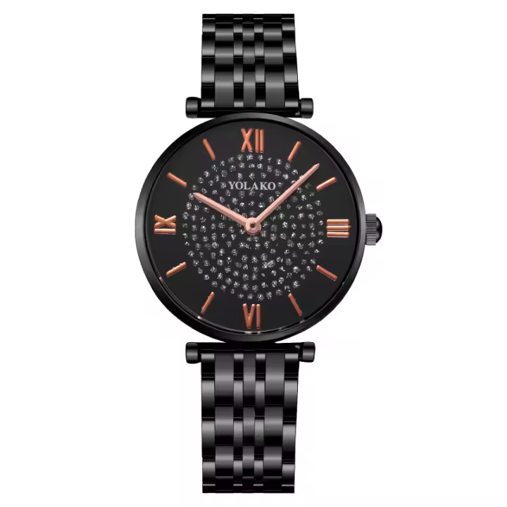 Reloj para mujer con estrellas, correa de acero inoxidable, movimiento de cuarzo, un reloj de lujo y elegancia para la mujer - 1