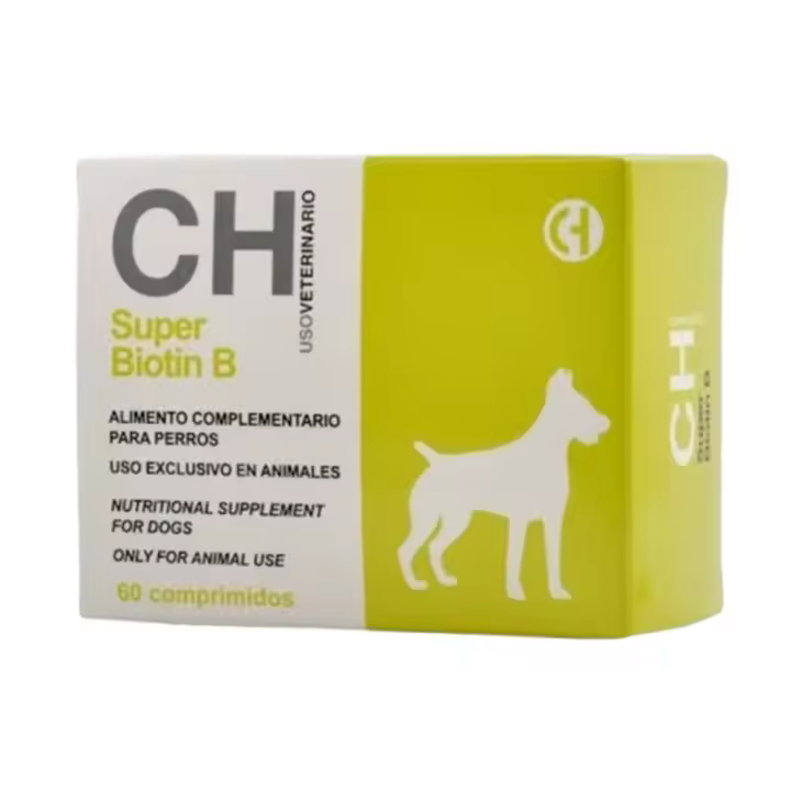 Super Biotin B 60 comprimidos suplemento para mejorar la salud del pelaje, las uñas y las almohadillas para perros Chemical Ibérica - 1
