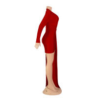 Vestido De Noche Elegante Para Mujer Con Sequinias Y Cuello En V Manga Larga Vestido De Fiesta De Boda Miniatura A-Line - details 23