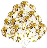 Globos de confeti, globos de confeti. Globos transparentes con confeti dorado para cumpleaños, graduaciones y fiestas de año nuevo. - details 0