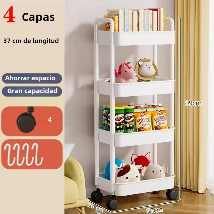 Carro De Almacenamiento Móvil Multifuncional Para Cocina Con Ruedas Organizador De Hogar Estante De Libros De Multiple Capacidad Accesorios Para El Hogar - 1