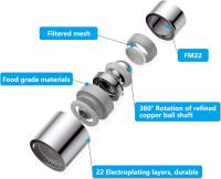 Aireador de grifo giratorio de 360 ° Aireador de grifo de 2 flujos 22mm, ahorra de agua a prueba de salpicaduras Cocina Cuarto de baño Grifo de fregadero Grifo Cabezal de pulverización Pulverizador Bubbler, FM22 - details 3