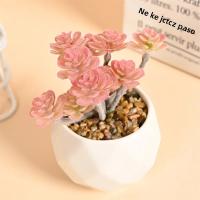 Plantas Artificiales De Suculentas Rosadas Con Maceta Para Decoración De Jardín Y Hogar Fake Bonsai Flor Accesorios De Planta - details 5
