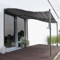 Outsunny Cenador de Jardín 3x3 m Pérgola con Toldo y 16 Orificios de Drenaje para Patio Terraza Metal y Poliéster 180 g/m² Resistente Gris - details 1