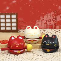 1 Pc Zen Block Drum Mokugyo En Forma De Gato Afortunado Adorno De Madera Para Templo Juguete De Percusión Ornamento Budista De Meditación - details 1