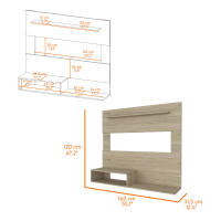 TUHOME Panel de Entretenimiento de Pared Beijing, con estante superior, Miel Madera manufacturada Salón-Mueble Tv - details 1