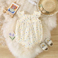 Conjunto De Verano Para Bebé Niña Con Bordado De Puntos Y Flores Coloridas Camiseta De Algodón Con Mangas Cortas Estilo Dulce Y Lindo Para Crawler - details 2