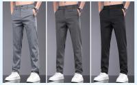 Nuevos Pantalones Para Hombre De Seda Lyocell Suave Estirable Moda Casual Verano Cintura Elástica Slim Trousers Negocios - details 7