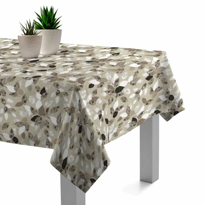 Mantel Resinado Antimanchas Botanical Crudo 140x140, 140x200, 140x250, Impermeable, Fácil de limpiar, Comedor, Cocina PADUANA - 1