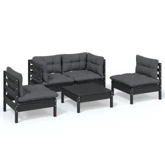VIDAXL 3096182 juego de muebles para jardín 5 piezas fabricado en madera de pino con cojines - 1