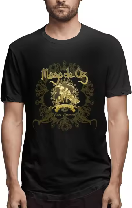 Mago-Camiseta De manga corta para hombre, camisa holgada De algodón, con banda Oz De música, color negro - 1