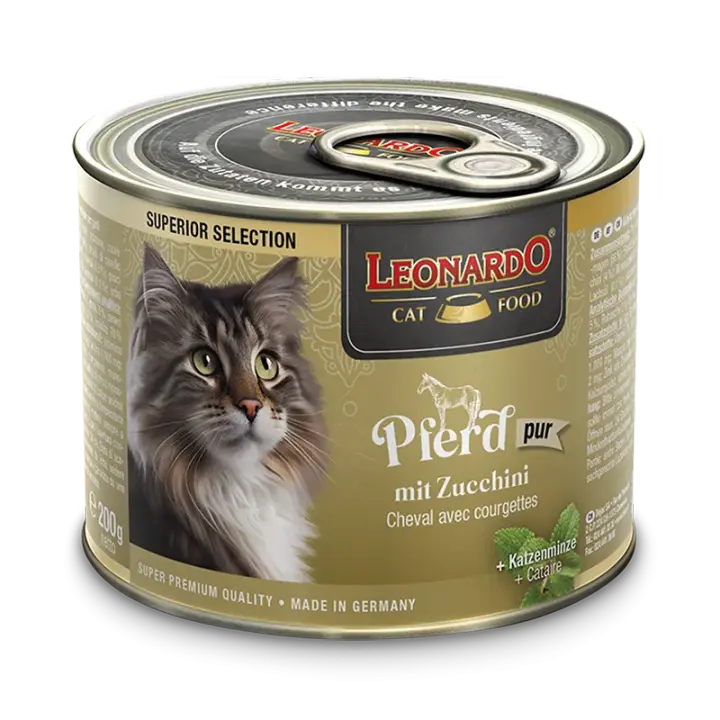 Leonardo Cat Food Superior Selection Caballo y Calabacín Sin Cereales - Especial para Sensibilidades Alimentarias - 1