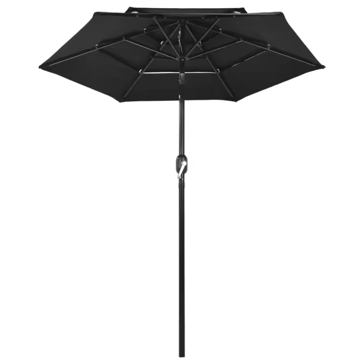 Sombrilla de Jardín de 3 nivel con Palo de Aluminio Negro 2 M - 1