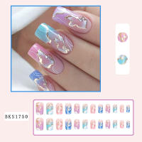 Kit De Uñas Postizas Con Diseño Geométrico Y Estampado De Océano Azul 24 Piezas Uñas Falsas Cortas De ABS Para Arte De Uñas - details 70