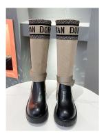 Botas Largas Para Mujer Nuevas De Lana Elásticas Botas Retro Con Suela Gruesa Botas De Rodilla Elegantes Zapatos Para Mujer - details 8