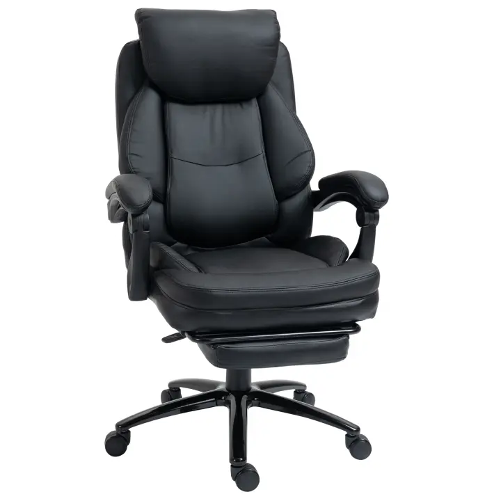 Vinsetto Silla de Oficina Ergonómica Silla de Escritorio Ajustable en Altura con Respaldo Inclinable hasta 130° Función Basculante y Resposapiés Retráctil Acero 73x66x112-118 cm Negro - 1