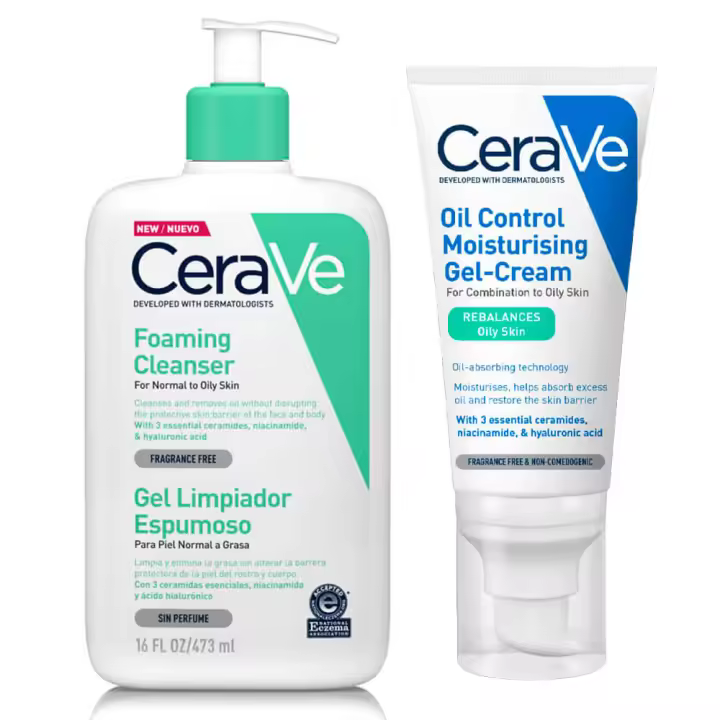 Cerave Gel Crema Hidratante Oíl Control 52 ml + Cerave Gel Limpiador Espumoso 473 ml Pack Precio Especial - 1