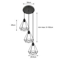 Lámpara Colgante Vintage de Metal con 3 Cabezas Iluminação LED Montaje en Techo - details 1