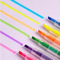 6pcs Marcadores De Resaltador Con Tinta Vibrante Y Brillante Tamaño De Punta Chisel No Se Borra Ni Mancha Colores Rojo/Naranja/Amarillo/Green/Blue/Purple - details 1