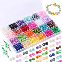 Kit De 1200 Piezas De Perlas Redondas De 6mm Para Fabricación De Joyas Colores Variados Hechas De Simulacros De Perlas Para DIY Pulseras Collares Y Aretes - details 0